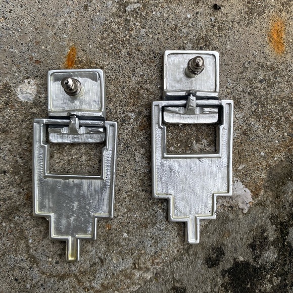 Art deco, Vintage sliverplated/ deep blue earrings. - Picture 3 of 7